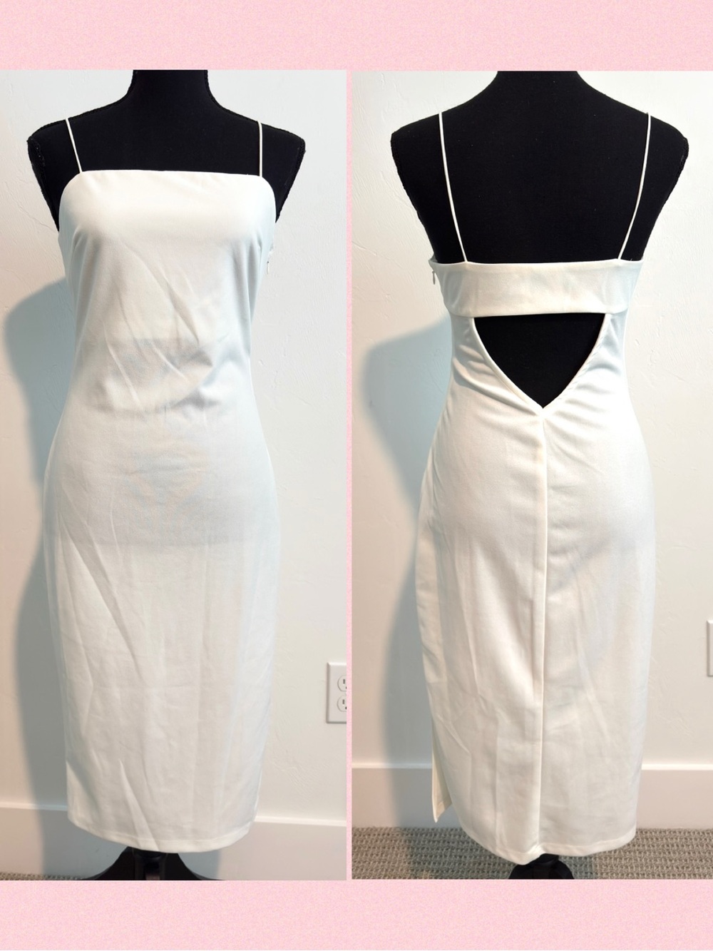 Princess Polly White Spaghetti Strap Midi Dress with Back Cutout 
Sz 6